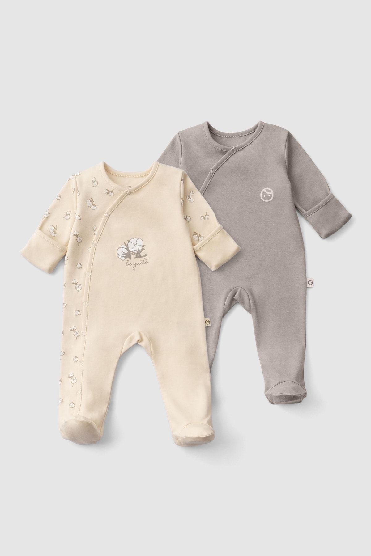 Organic Cotton Onesie Set with Built-in Mittens and Socks Small Cotton Patterned