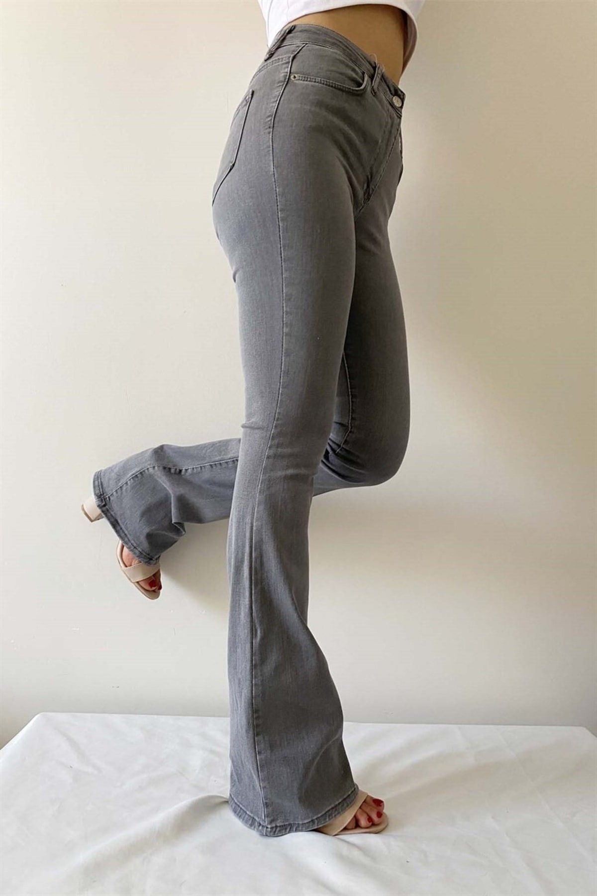 Leo Spanish High Waist Non-Fading Gray Denim Pants