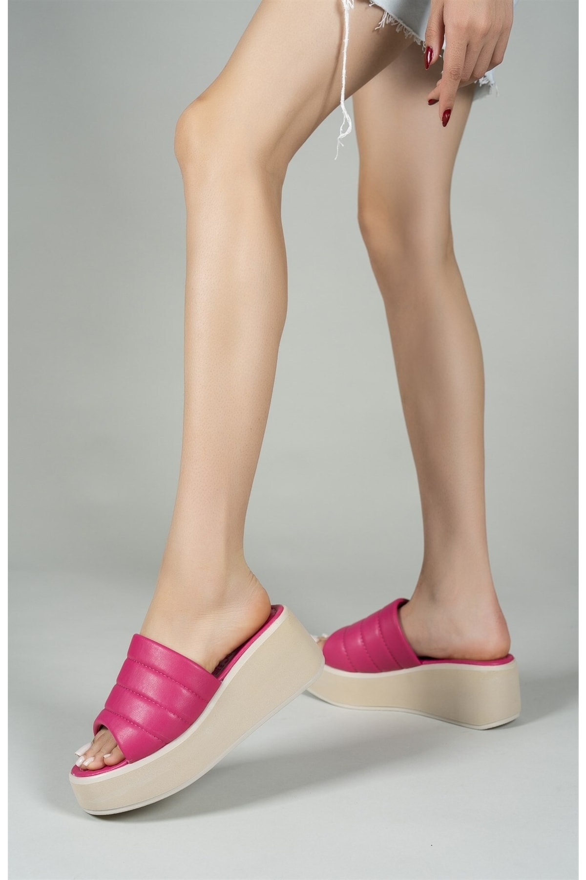 Fuchsia Women's High Heel Slippers 00121806