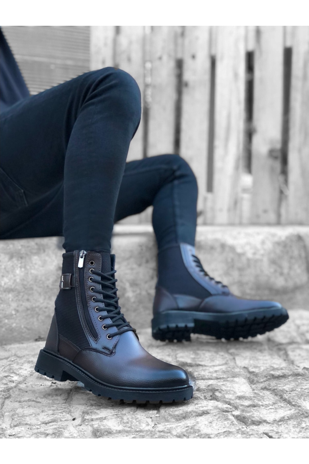 Ba0218 Side Zipper Brown Men's Sport Classic Postal Boot