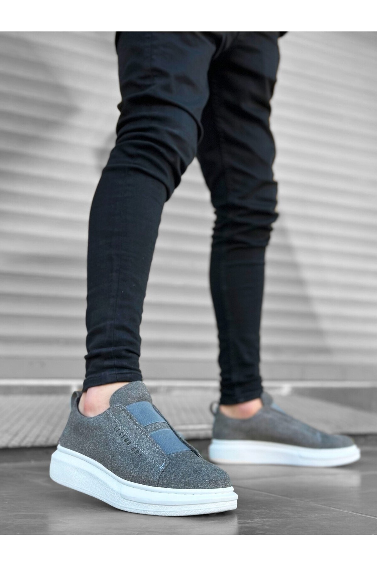 BA0307 BOA Thick Sole High Top Dual Band Gray Men's Shoes