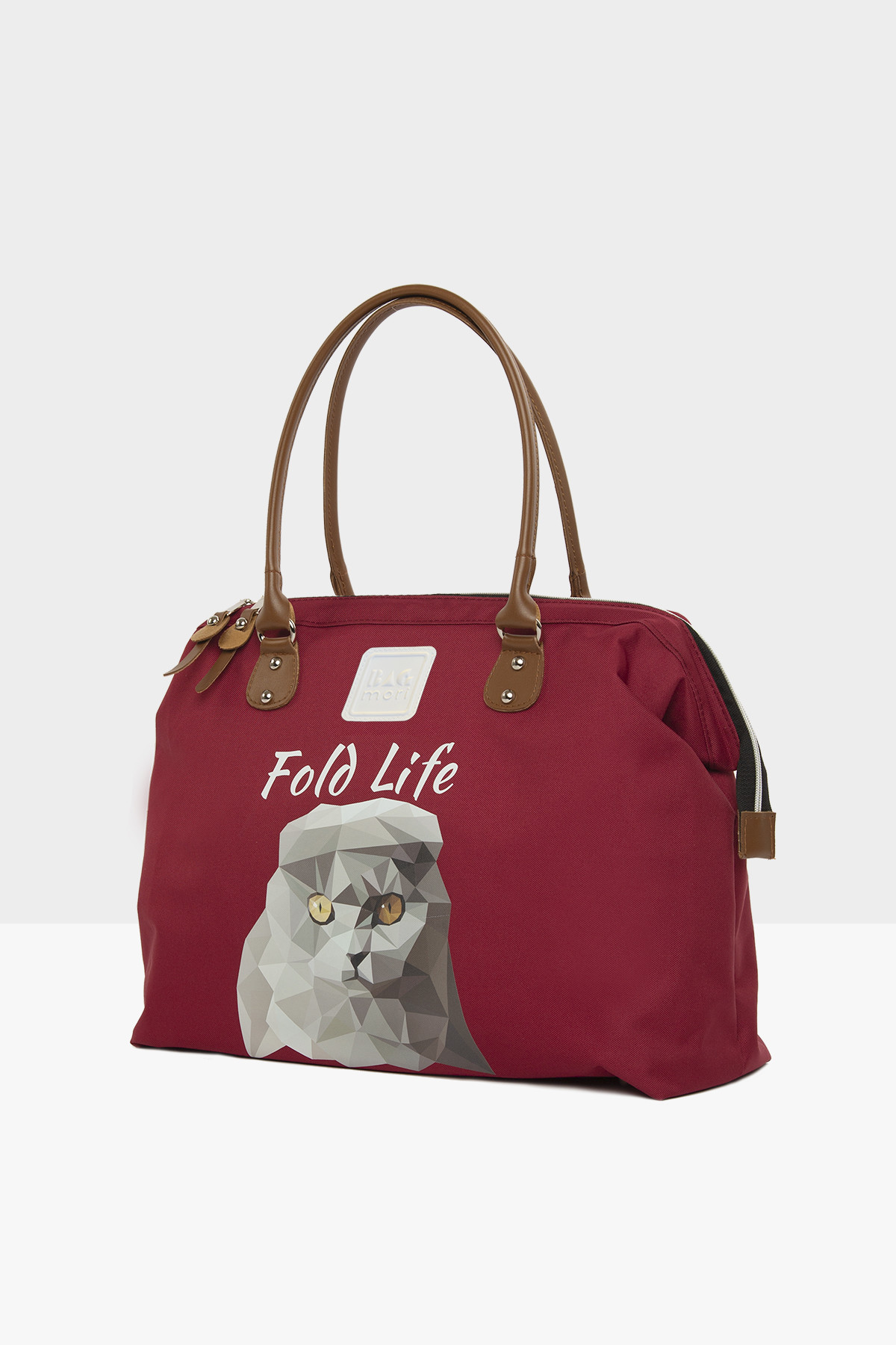 Bordeaux Woman Scottish Fold Printed Shoulder Strap Bag