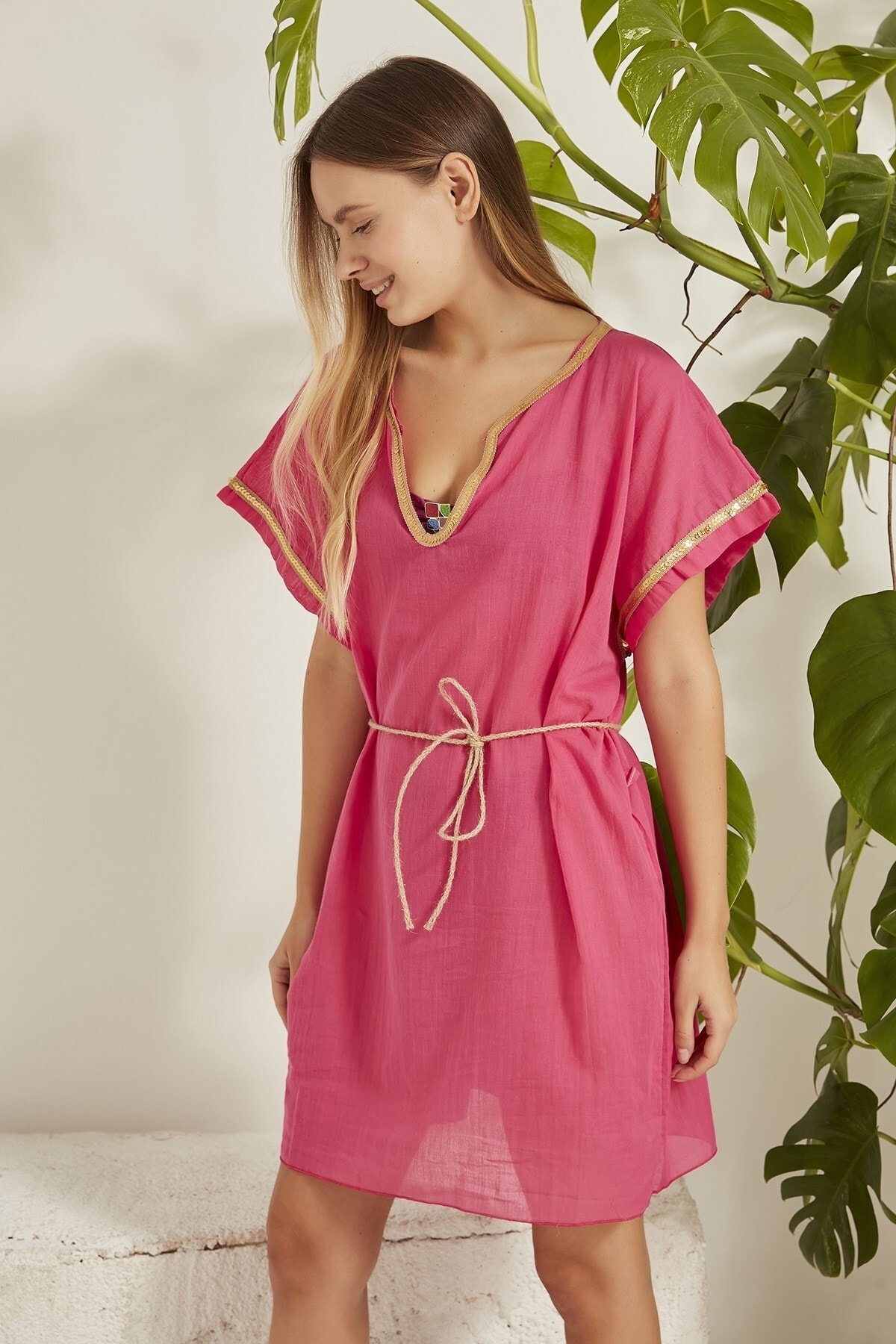 Women's Pink Pareo Beach Dress
