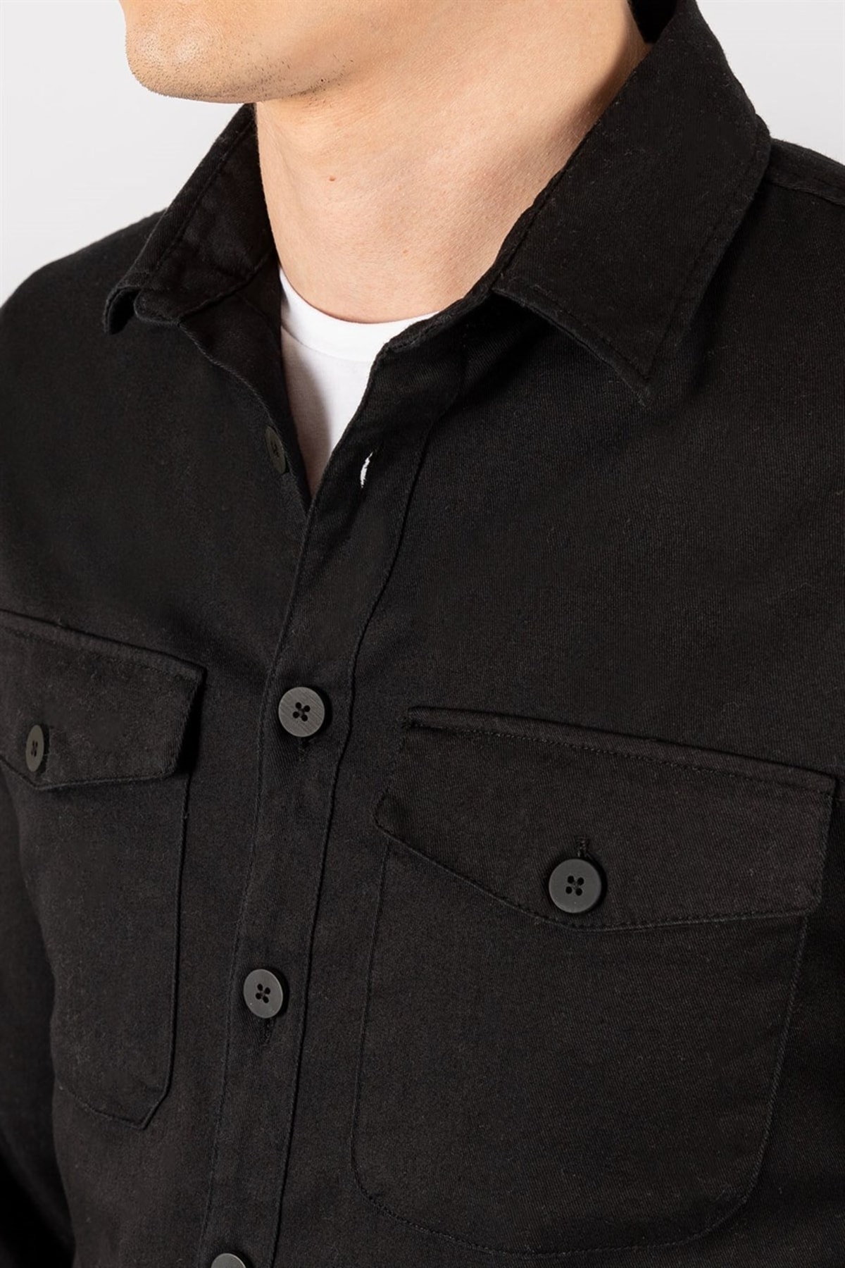 Slim Fit Flat Pocket Gabardine Men's Shirt