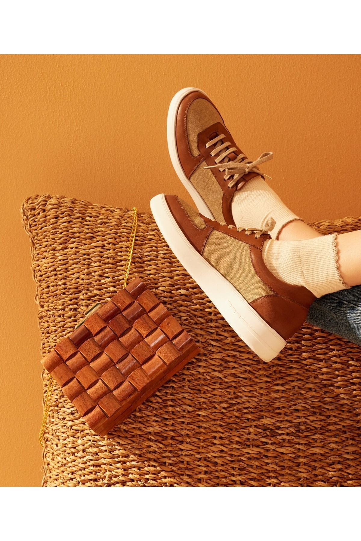 Canvas Detailed Leather Sneaker