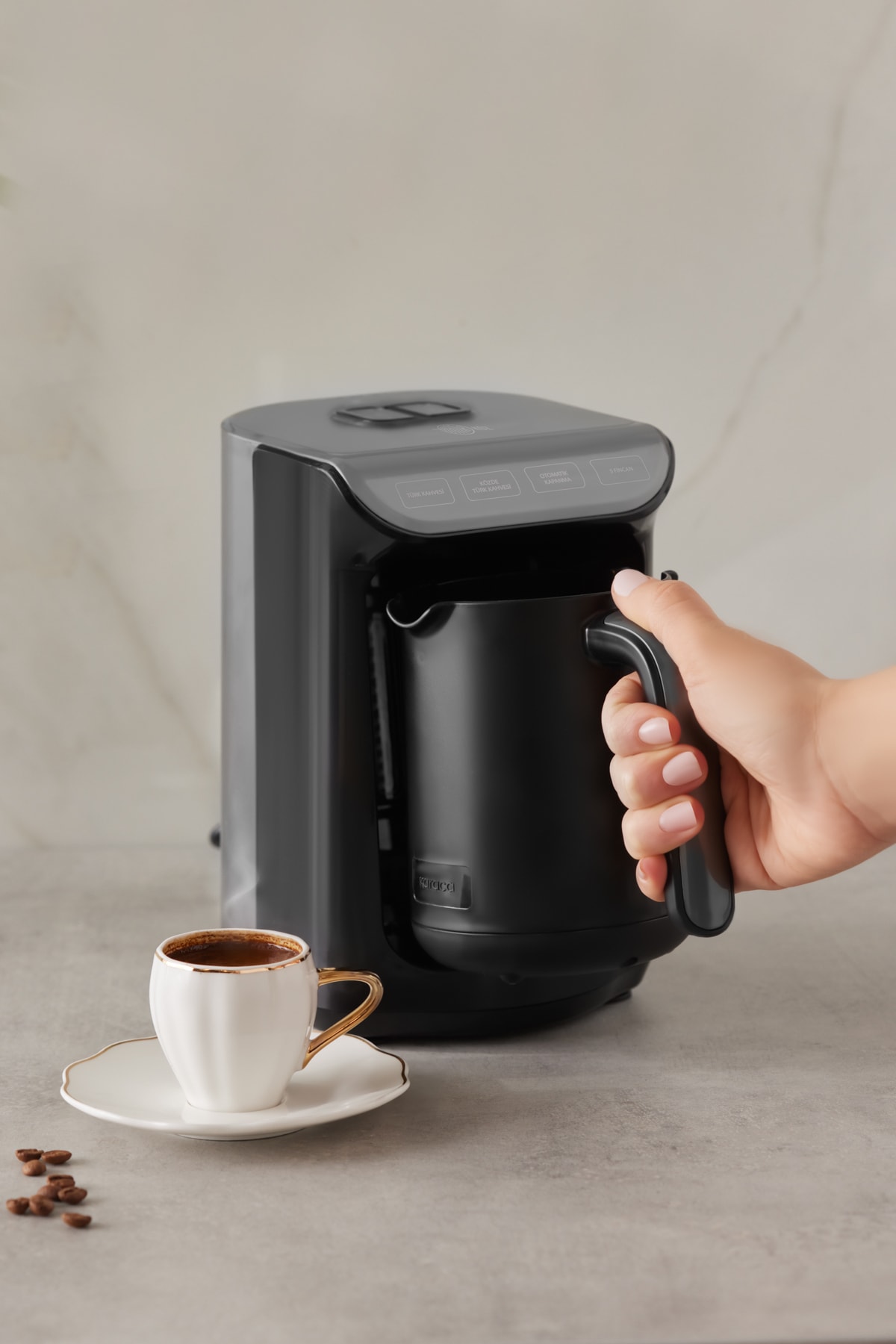 Hatır Köz Turkish Coffee Machine Space Gray 5 Cup Capacity Abundantly Frothy