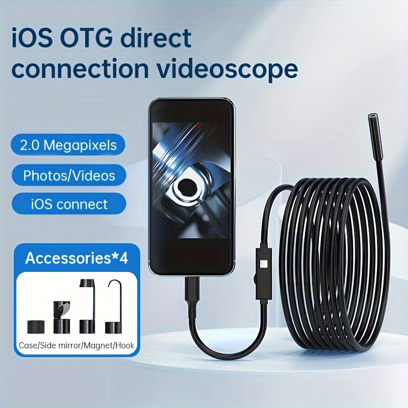 Mini HD Endoscope Camera Waterproof Adjustable 196.85inch Hard Wire 8mm Industrial Endoscope Camera 8 LED Borescope For Iphone Phone