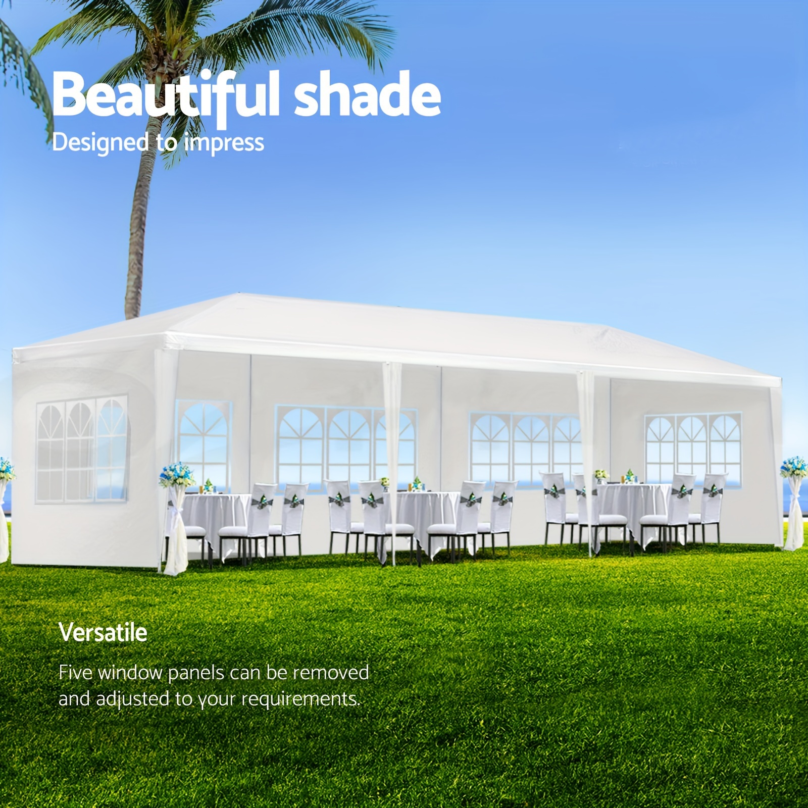 10x30' Wedding Party Restaurant Canopy Tent Outdoor Gazebo With Removable Sidewalls-White