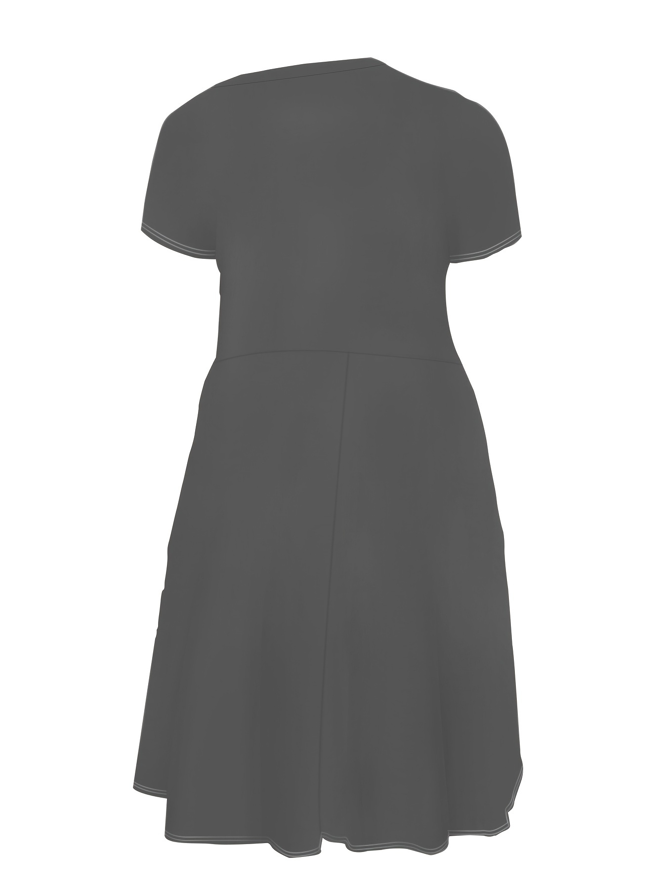 Plus Size Solid Short Sleeve Midi Dress With Pocket, Women's Plus Medium Stretch Fashion Midi Dress-Rose Red