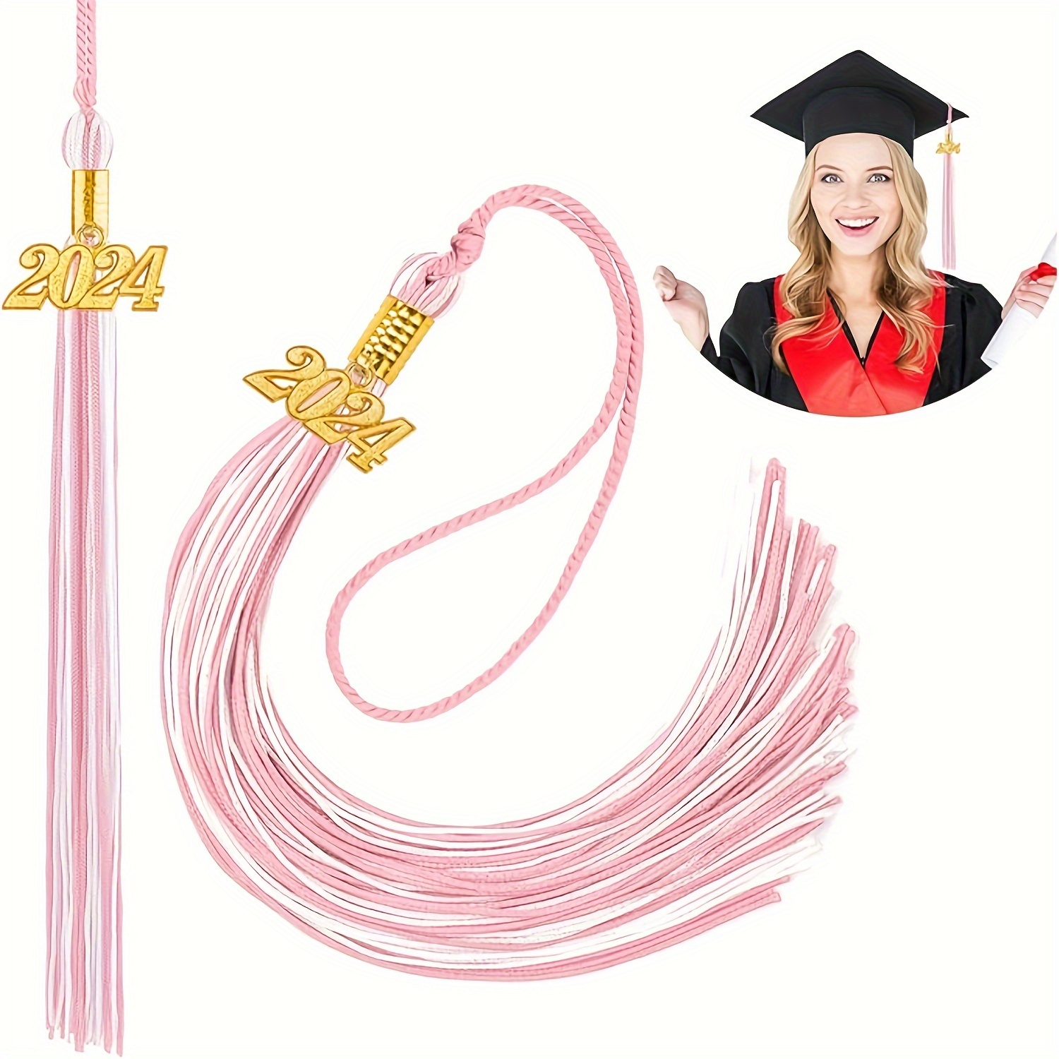 2pcs Graduation Tassels For Men And Women, Tassel Pendant, Graduation Cap Decoration, Class Of 2024 Graduation Cap Decoration, Multi-color Graduation Tassels-Red-Black
