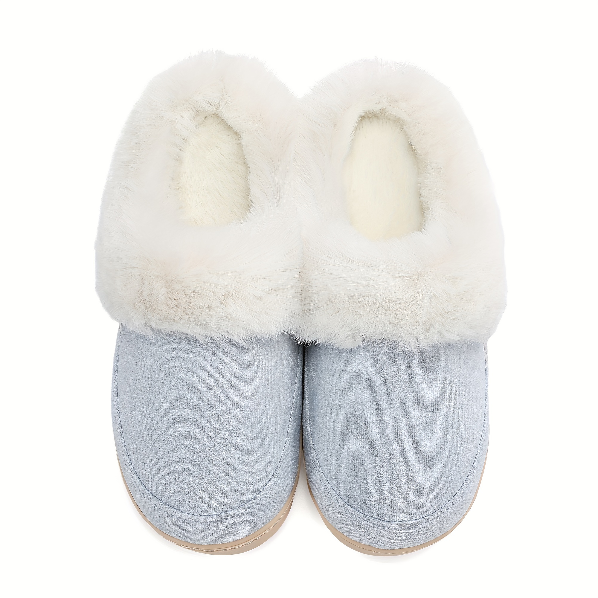 Women's and Men's Suede House Slippers Slip on Fuzzy Slippers with Faux Fur Lining Indoor Outdoor Home Shoes with Rubber Sole-Purple