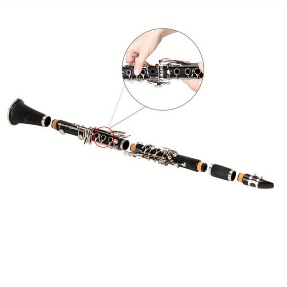 Glarry 17 Keys Flat B Black Clarinet With Two Mouthpieces Connector For Beginner