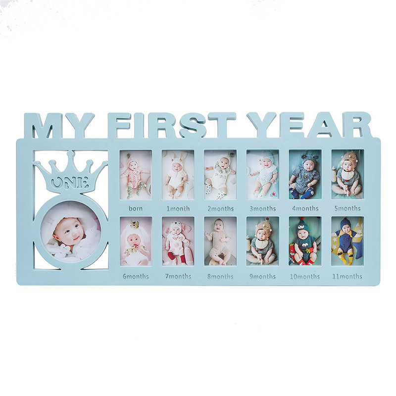 Baby's First Year By Months Milestone Photo Frame-Blue