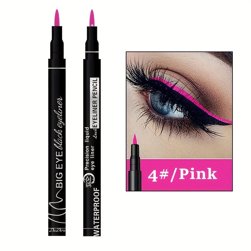 1pc Liquid Eyeliner Pen, Rainbow Neon Color Smooth Waterproof Long Lasting Natural Colorful Eye Makeup For Daily Party Stage Makeup-1#