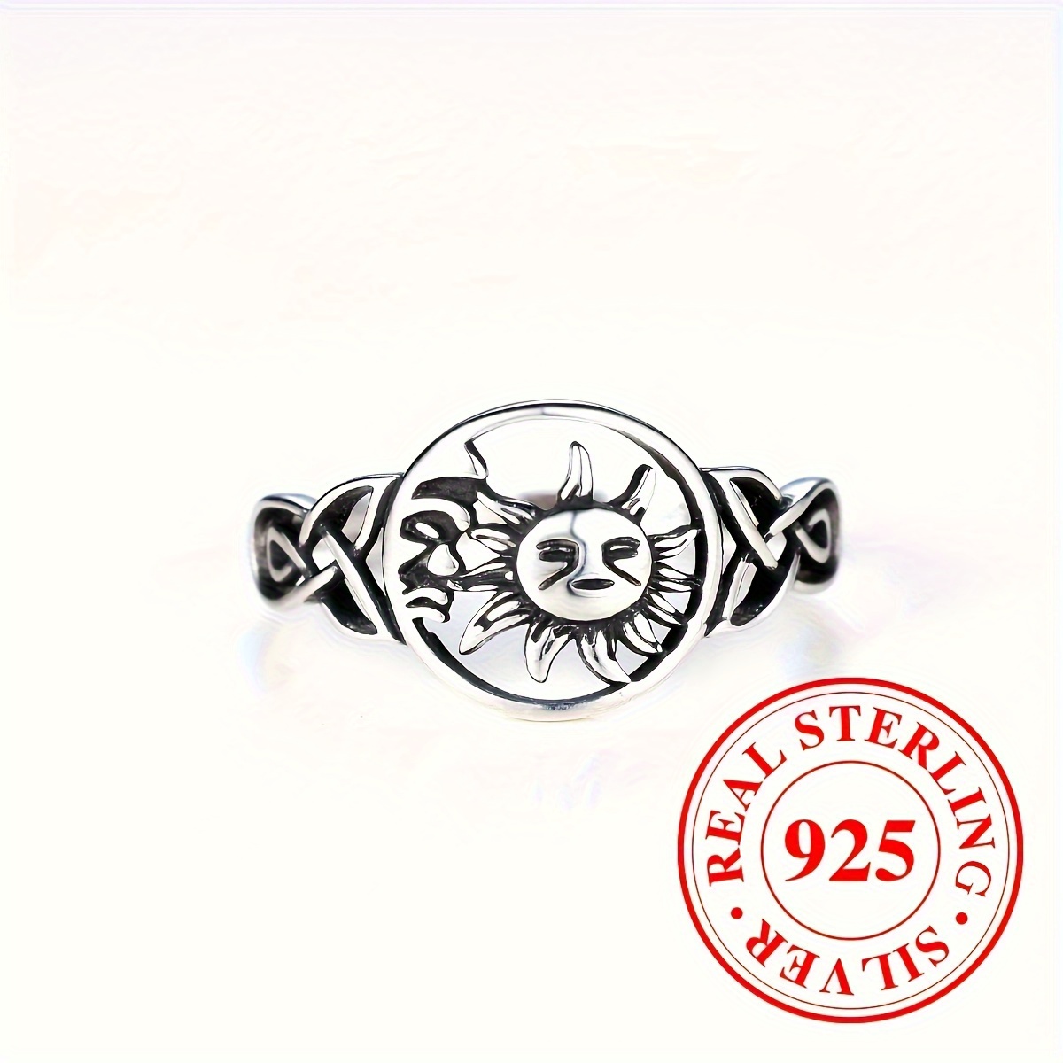 925 Sterling Silver Promise Ring God Of Sun Design With Celtic Shape Band Suitable For Men And Women High Quality Jewelry 2g/0.07oz