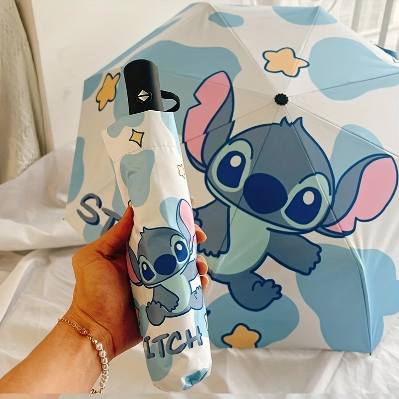 Stitch-Themed Compact Umbrella – UV Sun Protection – 3-Fold Design – Ideal Gift for Women