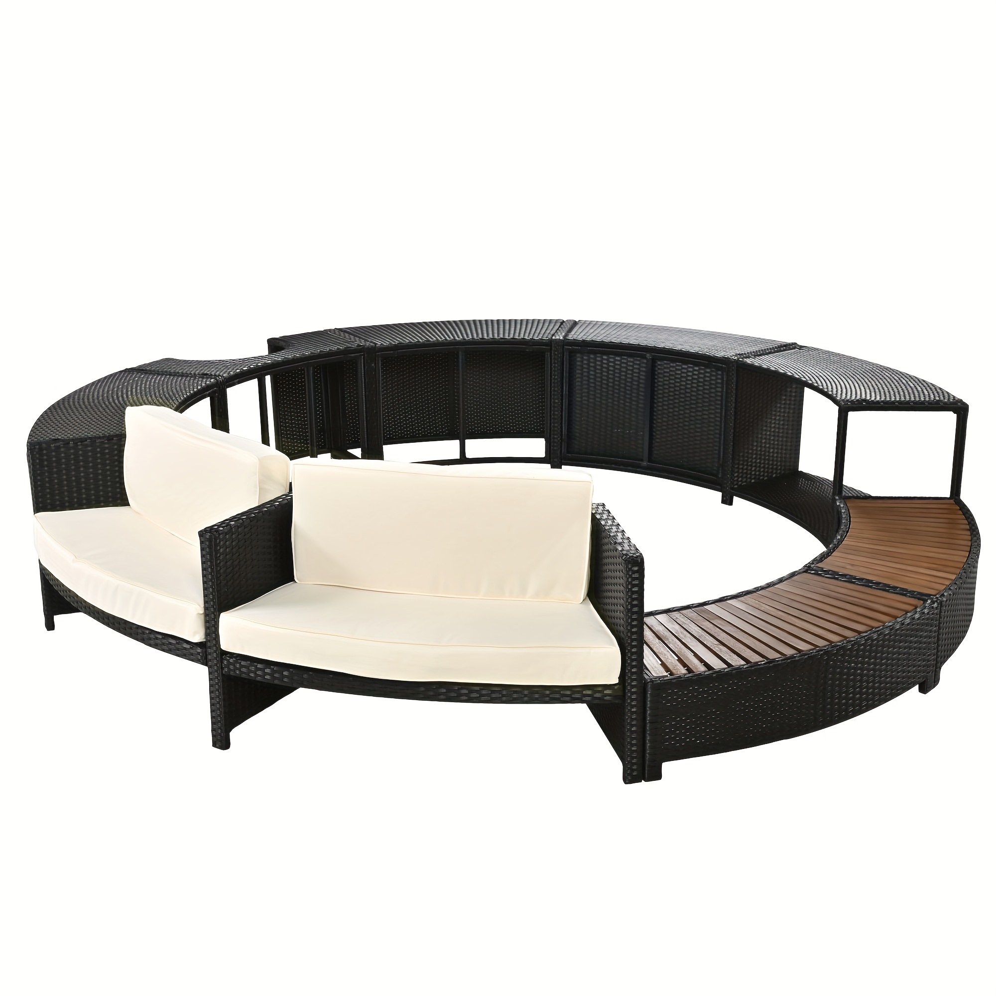 "Spa Surround Rattan Sofa Set with Storage Spaces, Mini Sofa and Comfortable Cushion for Patio, Backyard"
