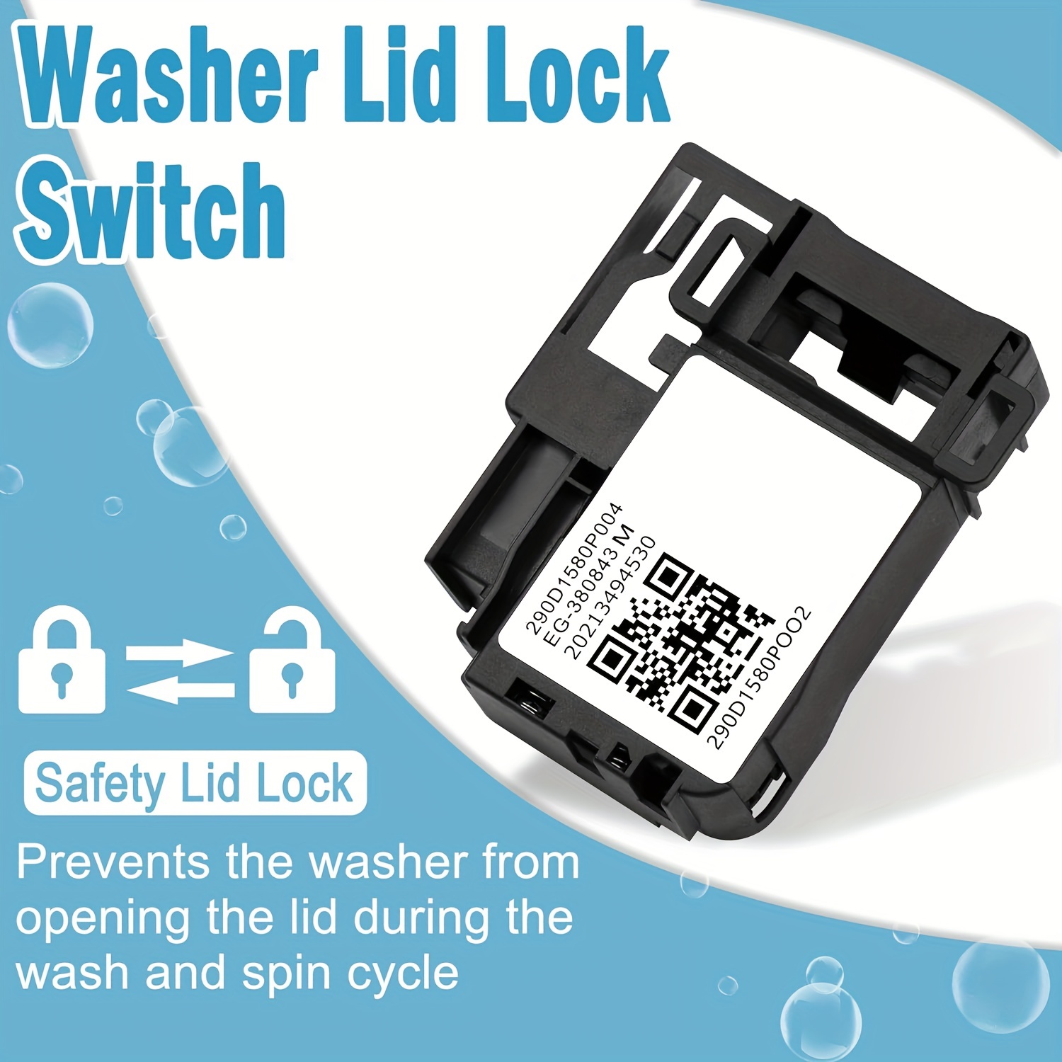 1pc WH01X27954 Washer Lid Lock Switch, Compatible With Ge And Hotpoint Top Load Washing Machine Door Lock, Replacement For 290D1580P001 290D1580P004 EG-380843M WH01X27954 WH01X26114 WH01X24114