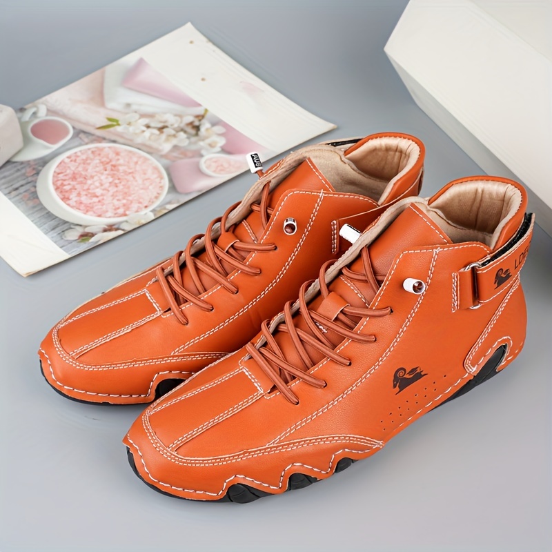 Women's High Top Short Boots, Casual Comfortable Slip On Hiking Boots, Suitable For Travel Climbing Trekking-Black