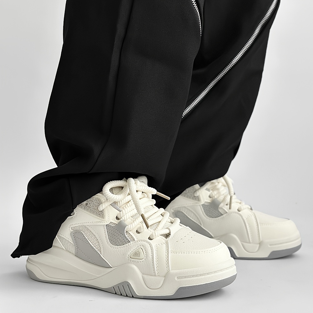 Men's Trendy Street Style Platform Skateboard Shoes, Comfy Non Slip Casual Sneakers For Men's Outdoor Activities-grey